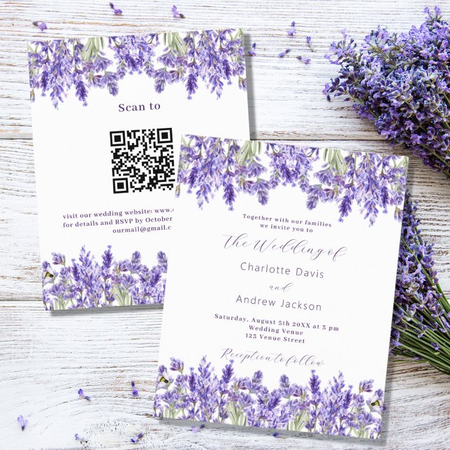 Lavender QR RSVP détaille le faire-part de mariage (Créateur téléchargé)