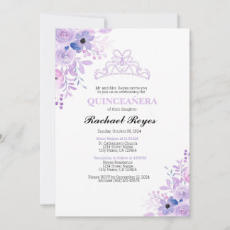 Lavender Quinceañera Anniversaire Invitation Modèl
