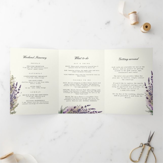Lavender Regal Programme de mariage plié (Intérieur)