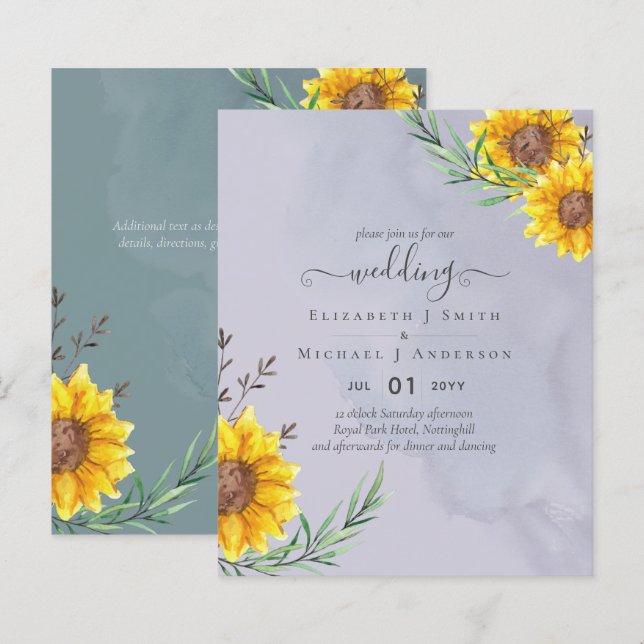 Lavender Sage Tournesols Russe Boho Mariage (Devant / Derrière)