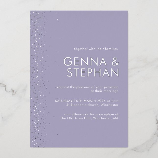 Lavender Shimmer feuille faire-part de mariage (Recto)