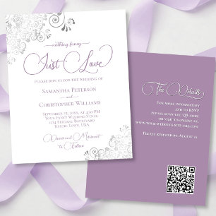 Lavender Silver QR Code BUDGET Mariage Invitation