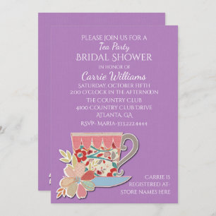 Lavender Tea Cup Invitation de la douche nuptiale