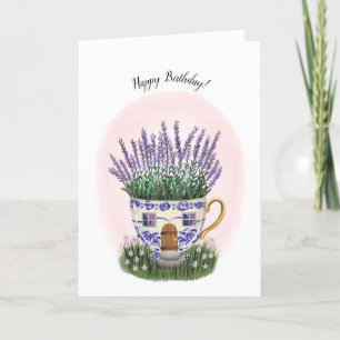 Lavender Teacup Cottage Carte Anniversaire