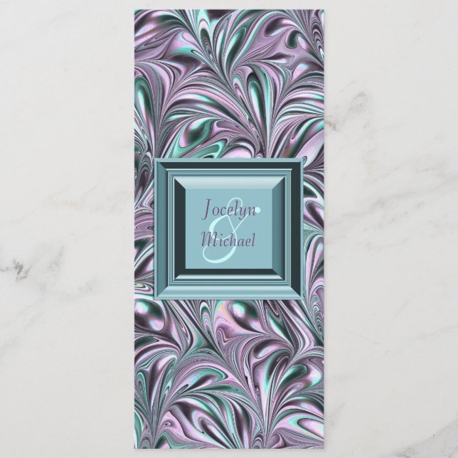 Lavender Turquoise Blue Wedding Programme (Devant)
