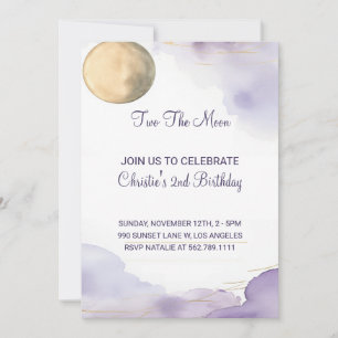 Lavender Two The Moon 2e Anniversaire Invitation