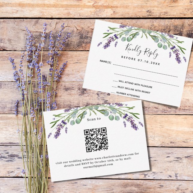 Lavender vert code QR réponse du mariage RSVP (Créateur téléchargé)