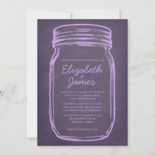 Lavender Vintage Mason Jar Mariage Invitations