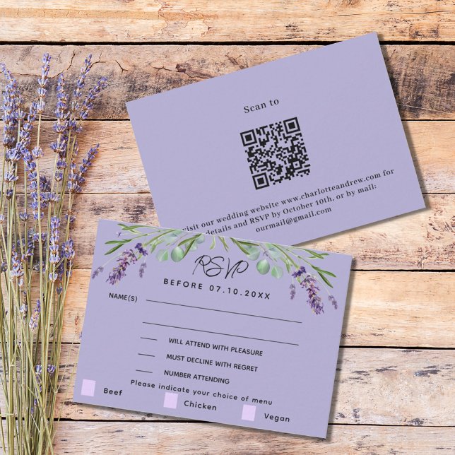 Lavender violet menu mariage QR réponse RSVP (Créateur téléchargé)