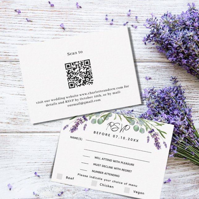 Lavender violet menu mariage QR réponse RSVP (Créateur téléchargé)