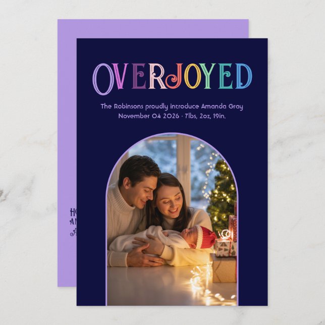 Lavender Whimsy Xmas Faire-part de naissance bébé  (Devant / Derrière)