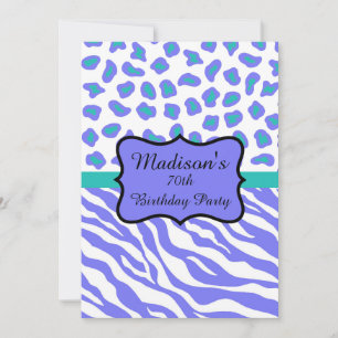 Lavender Zebra Leopard 70e anniversaire Invitation