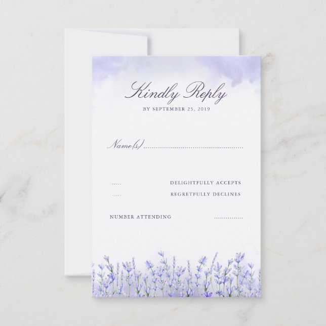 Lavenders Field Floral Purple Wedding RSVP (Devant)