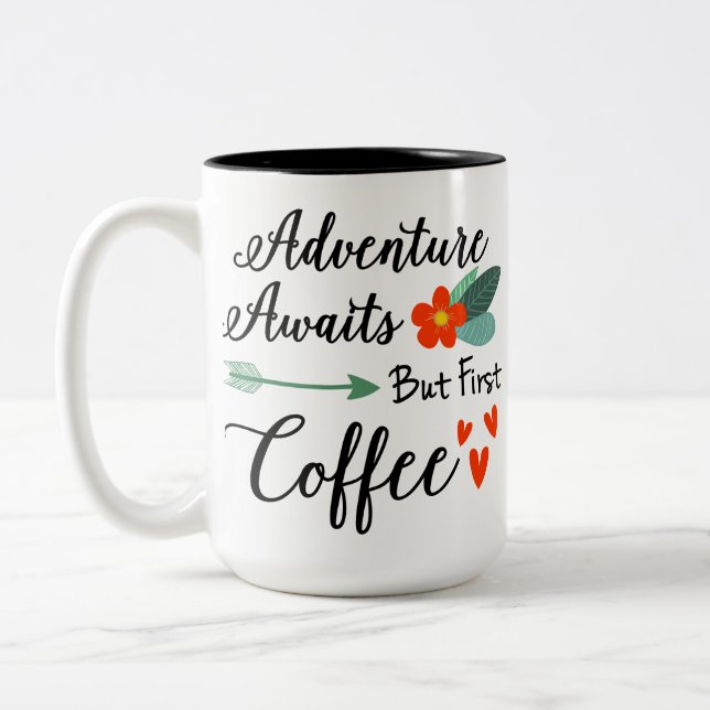 L'Aventure Attend Mais La Première Mug De Motivati (Gauche)
