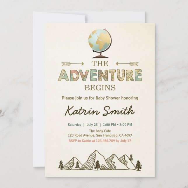 L'aventure commence Baby shower invitation Carte G (Devant)
