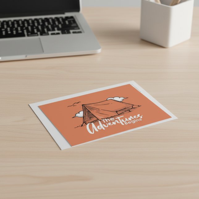 "L'aventure commence" Carte Postale Rustique Campi ( "The Adventure Begins" Rustic Camping Postcard)