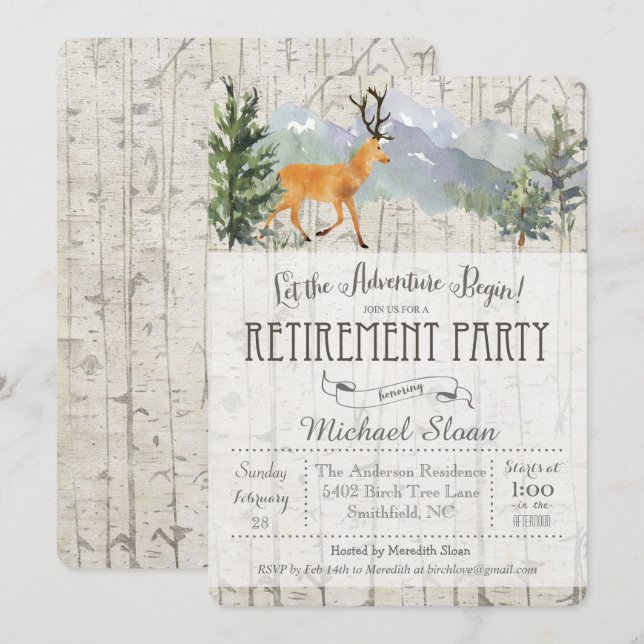 L'aventure commence Deer Retirement Invitation (Devant / Derrière)