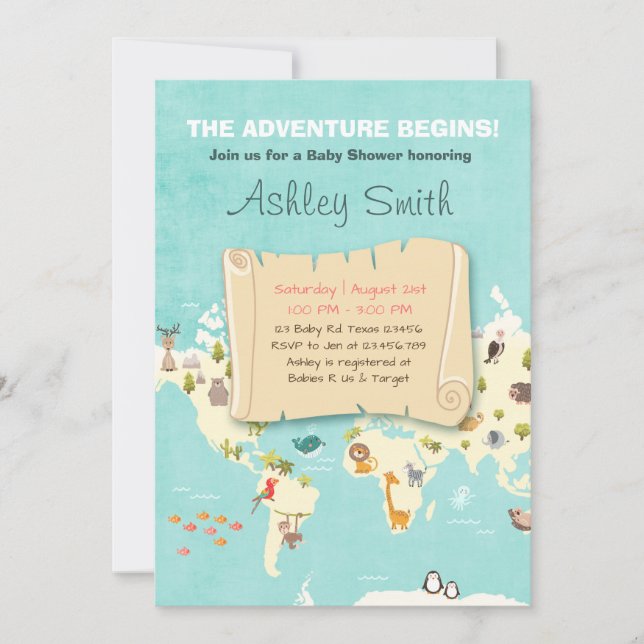 L'aventure commence douche invitation Voyage Les l (Devant)