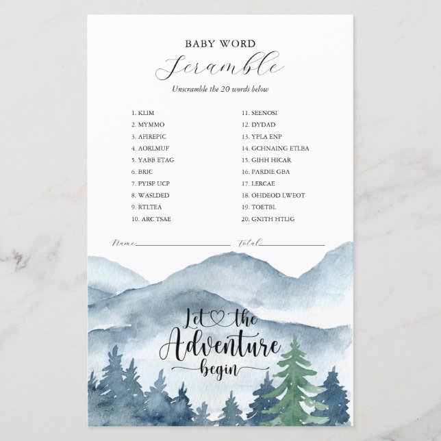 L'aventure commence Forêt Baby shower Jeu (Devant)