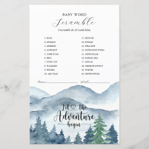 L'aventure commence Forêt Baby shower Jeu