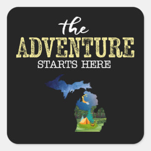 L'aventure commence ici Sticker Carré Michigan