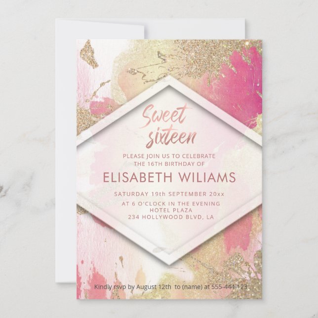 Laveuse d'aquarelle moderne blush invitation (Devant)