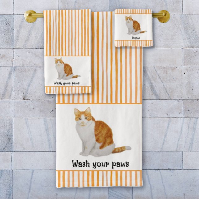 Lavez Vos Pâtes Orange Chat Aquarelle Bandes (Créateur téléchargé)