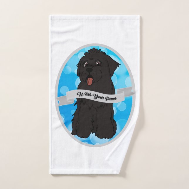 Lavez vos pattes Terre-Neuve noir bave (Serviette à main)