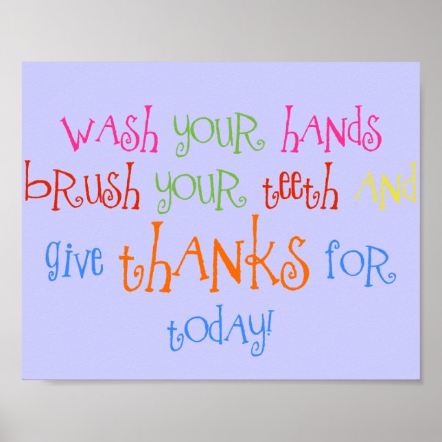 Lavez-vous les mains Merci Poster Salle de bain Dé (Devant)