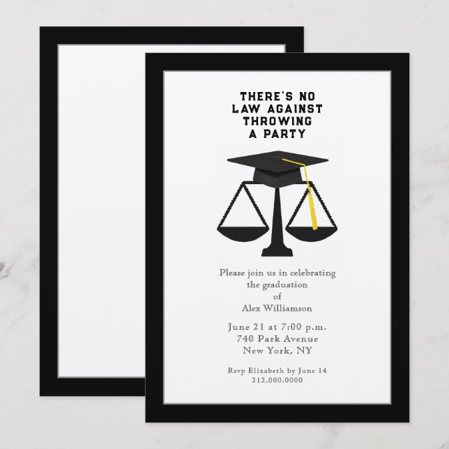 Law School Graduation Party Invitation (Devant / Derrière)