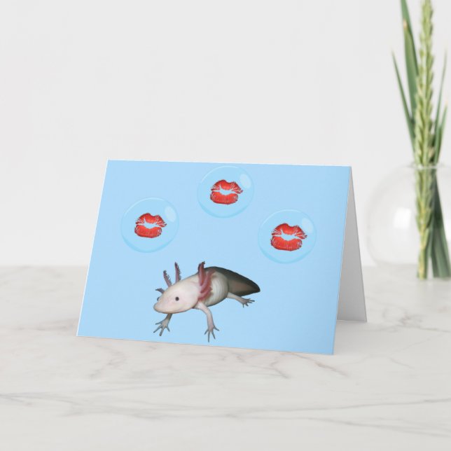 L'Axolotl embrasse la carte de Valentine (Devant)