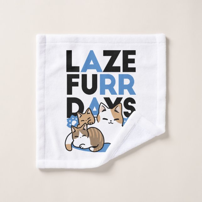 Laze Furr Days - Cute Lazy Cats Design (Gant de toilette)