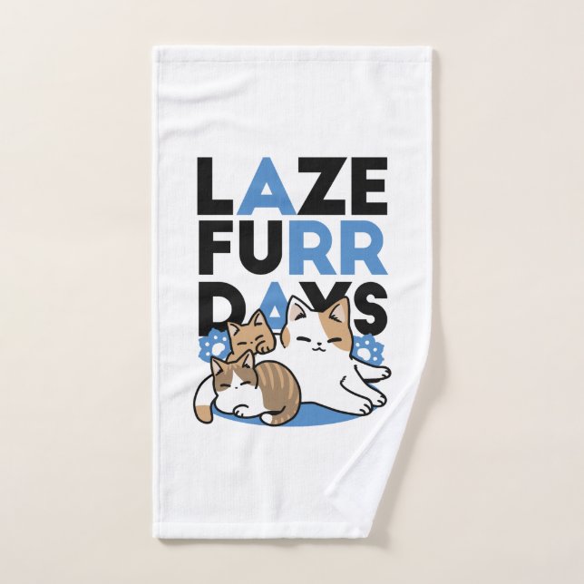 Laze Furr Days - Cute Lazy Cats Design (Serviette à main)