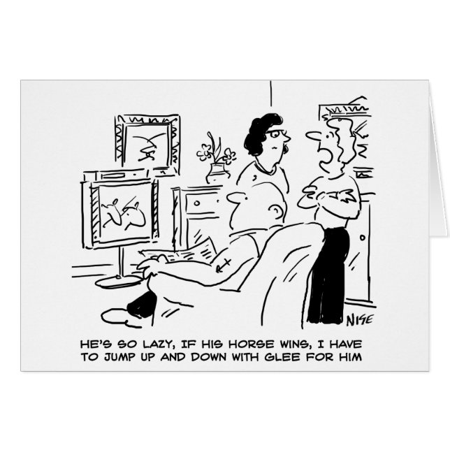 Lazy Man Watches Horse Racing à la télévision (Devant horizontal)