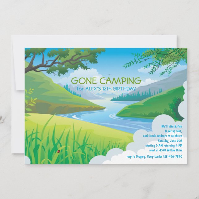Lazy River Camping Invitation d'anniversaire (Devant)