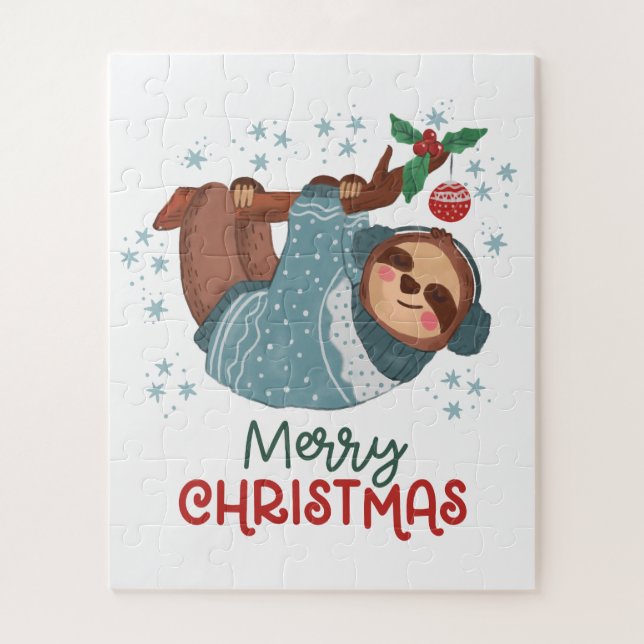 Lazy Sloth Christmas Jigsaw Puzzle (Vertical)
