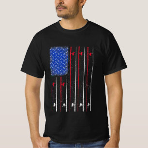 Le 4 Juillet Pêche Pole Mens Tshirt