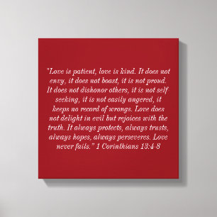 Le "amour n'échoue jamais" la toile enveloppée 1