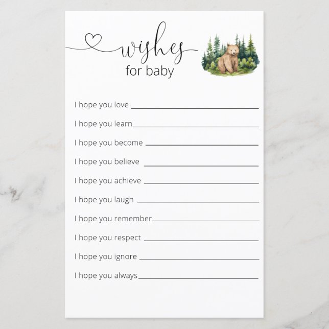 Le Baby shower De Bois Souhaite Pour Bébé (Devant)