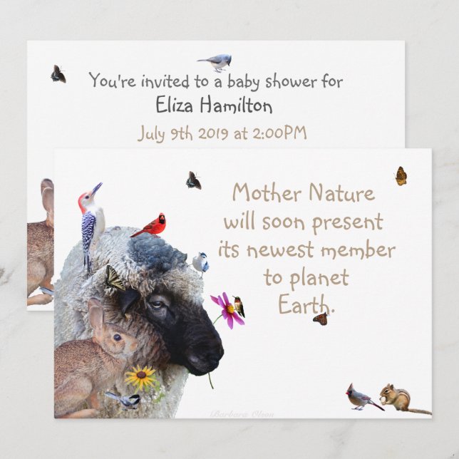 Le Baby shower de la nature : invitation (Devant / Derrière)