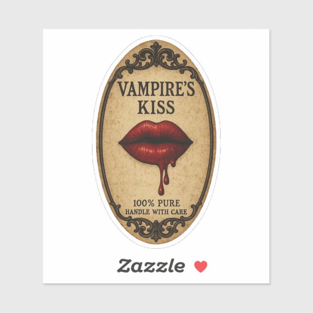 Le Baiser du Vampire - Étiquette de Pharmacie aux  (Feuille)