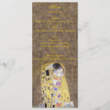 Le baiser par le menu d'or de mariage de Klimt