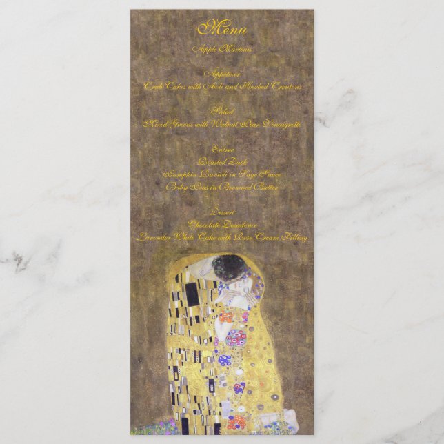 Le baiser par le menu d'or de mariage de Klimt (Devant)