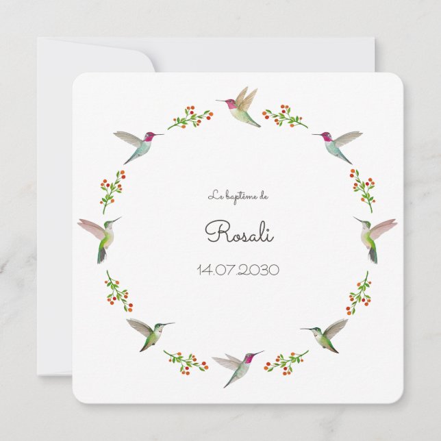 Le baptême des colibris d'Anna avec photo (Devant)