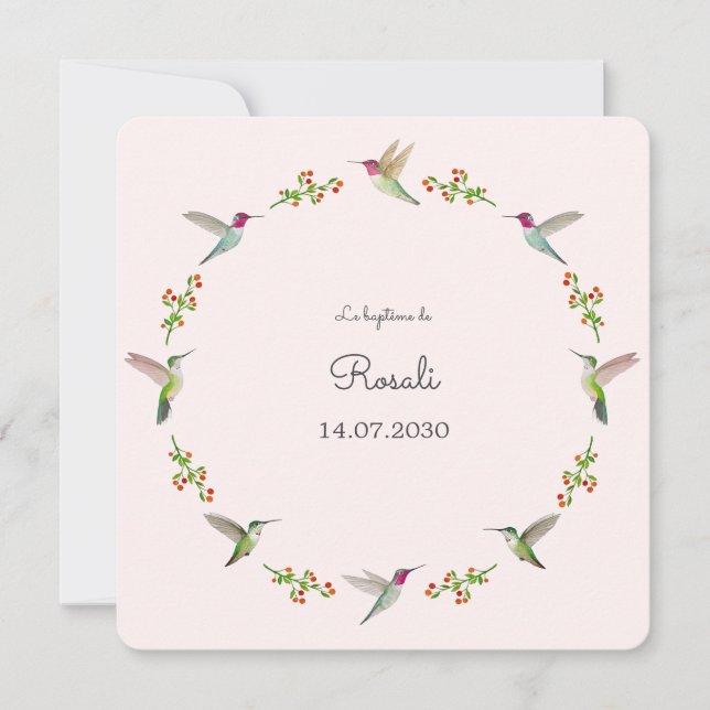Le baptême des colibris d'Anna avec photo (Devant)