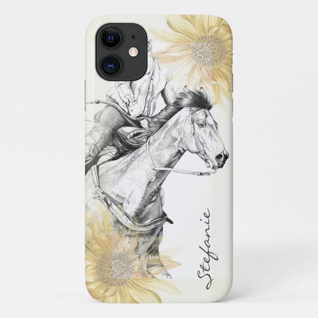 Le Barrel Racer (tournesols) iPhone 11 Coque (Dos)
