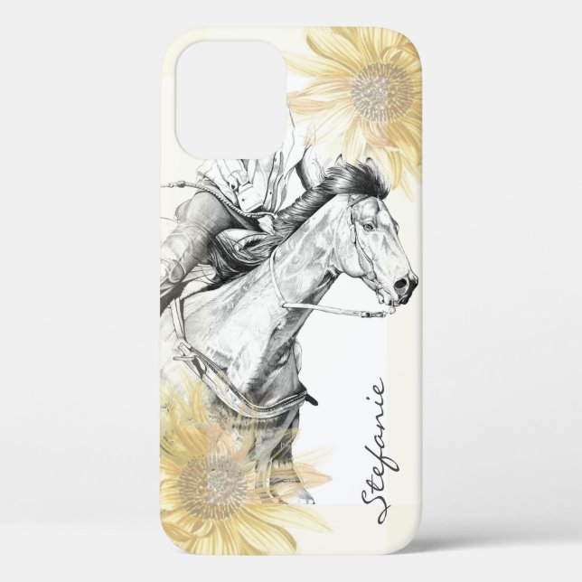 Le Barrel Racer (tournesols) iPhone 12 Coque (Verso)