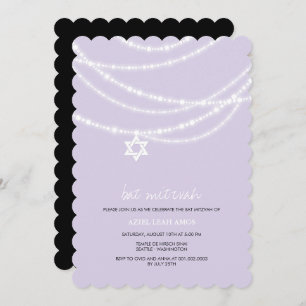 Le bat mitzvah pourpre miroite invitation d'étoile