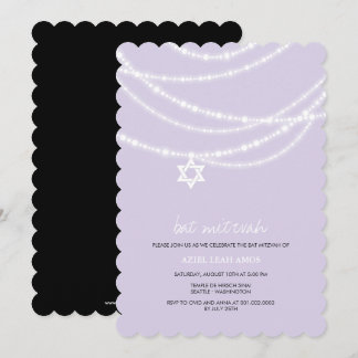 Le bat mitzvah pourpre miroite invitation d'étoile