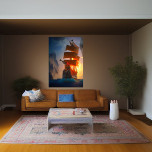 Le bateau pirate en mer   AI Art Poster